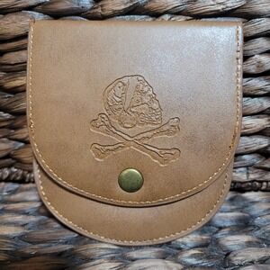 Uncharted 4 Coin Pouch Wallet Skull Crossbones Leather Brown‎ Vintage Inspired